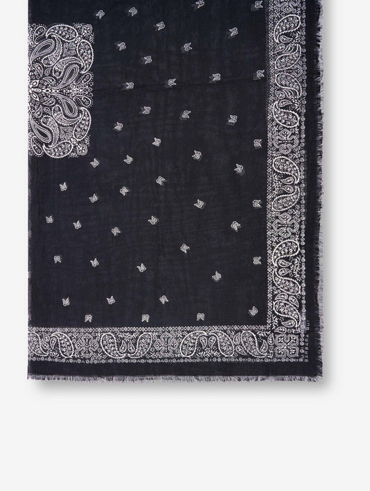 Black bandana printed scarf