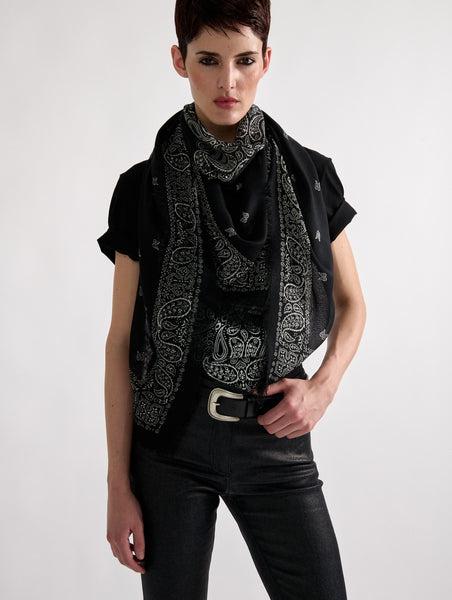 Women Accessories | Black bandana printed scarf | Barbara Bui