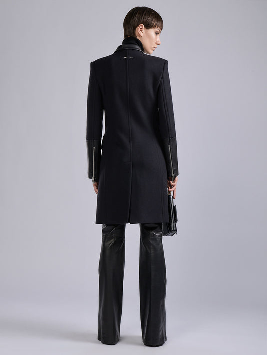 Black double-breasted wool and cashmere coat