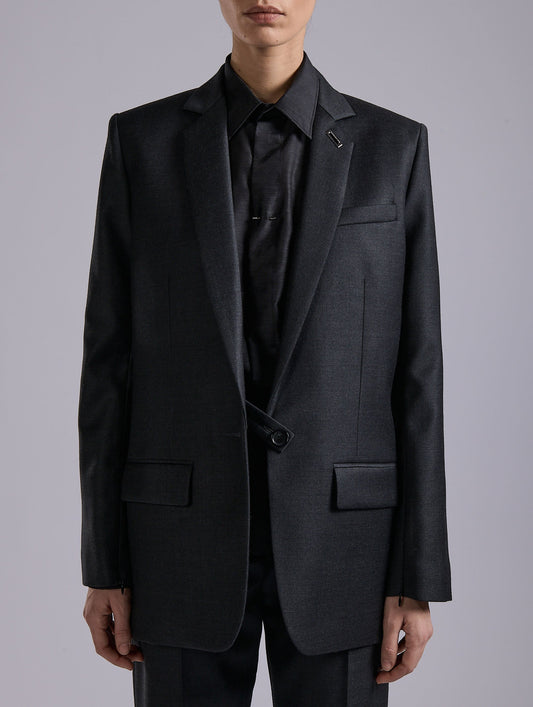 Grey wool and cashmere twill straight jacket