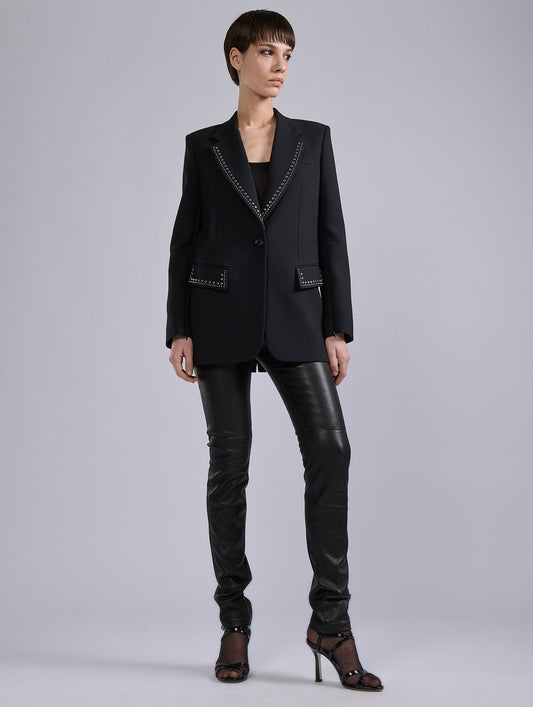 Black double gabardine jacket with studs