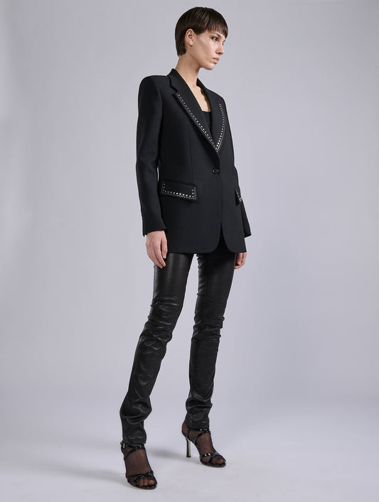 Black double gabardine jacket with studs