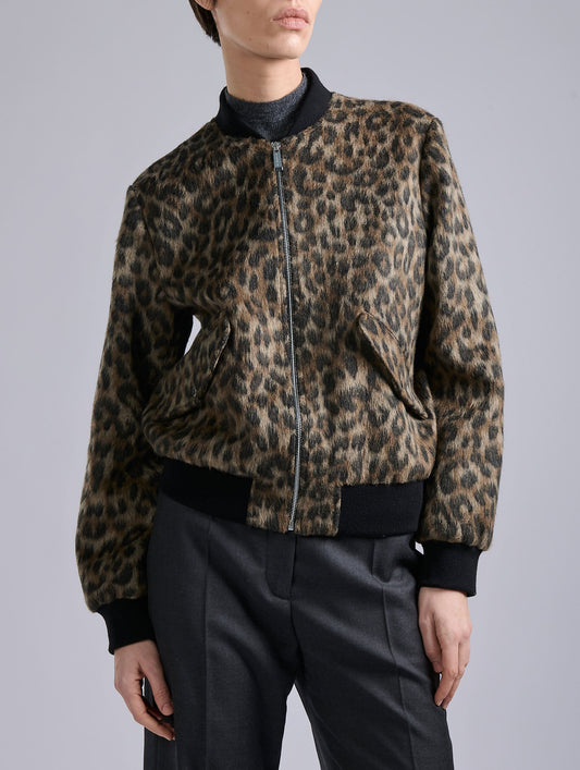 Leopard jacquard teddy jacket