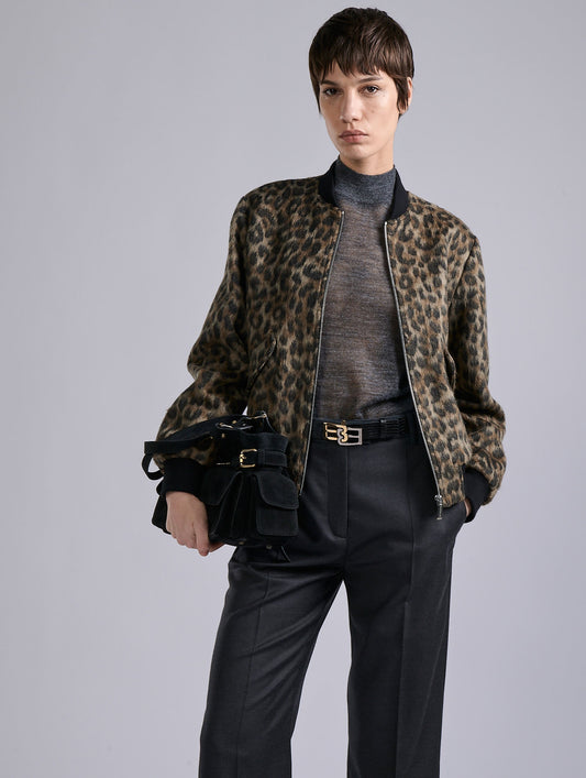 Leopard jacquard teddy jacket