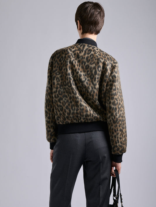 Leopard jacquard teddy jacket