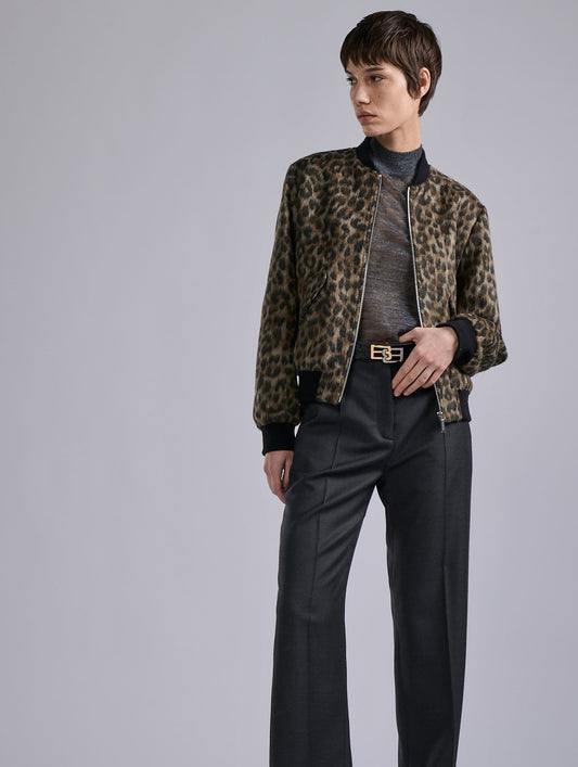 Leopard jacquard teddy jacket