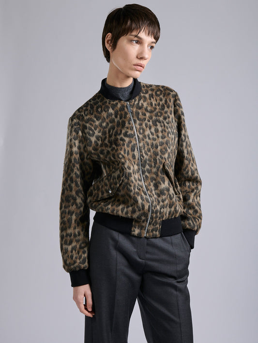 Leopard jacquard teddy jacket