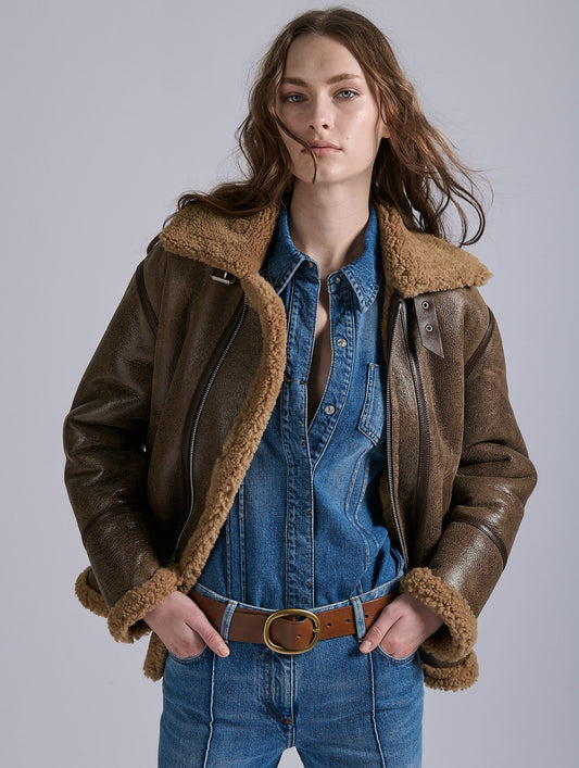 Brown shearling jacket