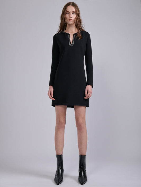 Black crepe short dress