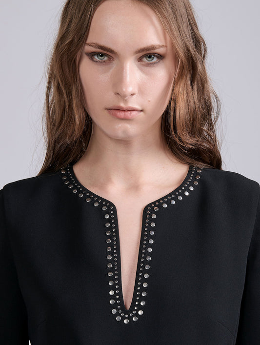 Black crepe short dress