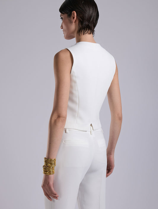 Ivory crepe and satin waistcoat