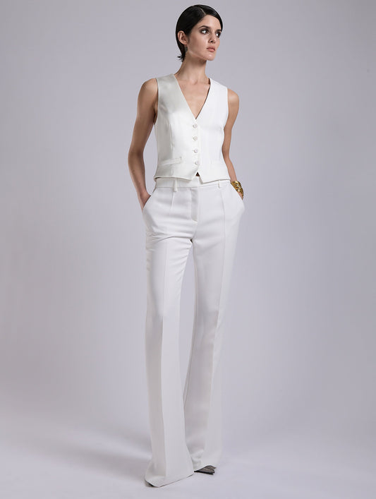 Ivory crepe and satin waistcoat
