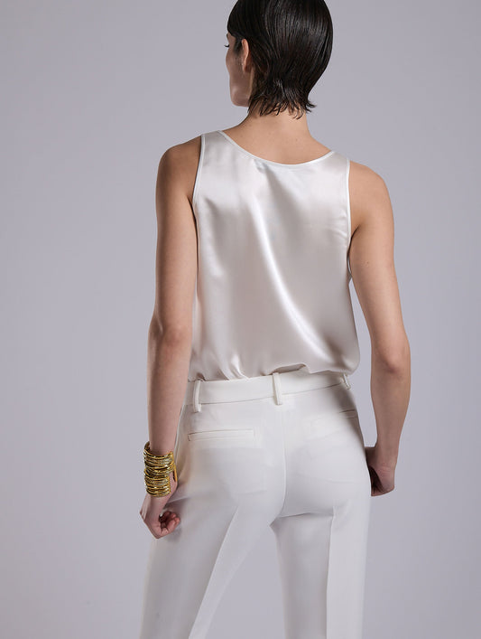 Ivory silk satin tank top