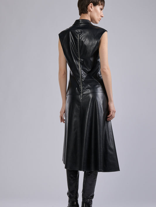 Black ultra-light faux leather skirt