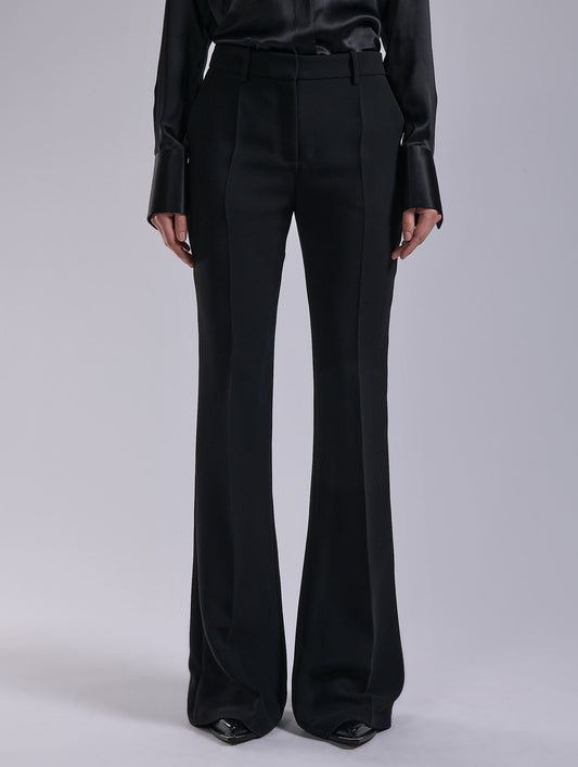 Black crepe bootleg trousers