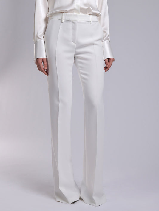 Ivory crepe bootleg trousers
