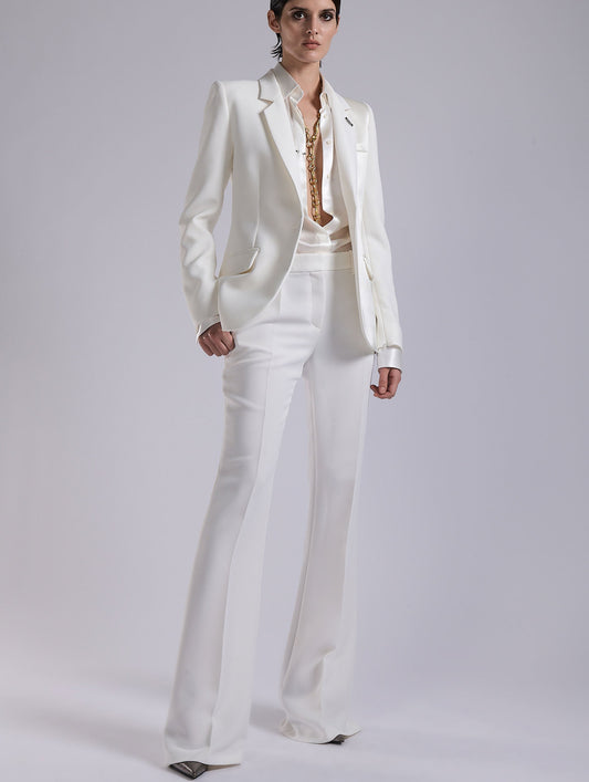 Ivory crepe bootleg trousers