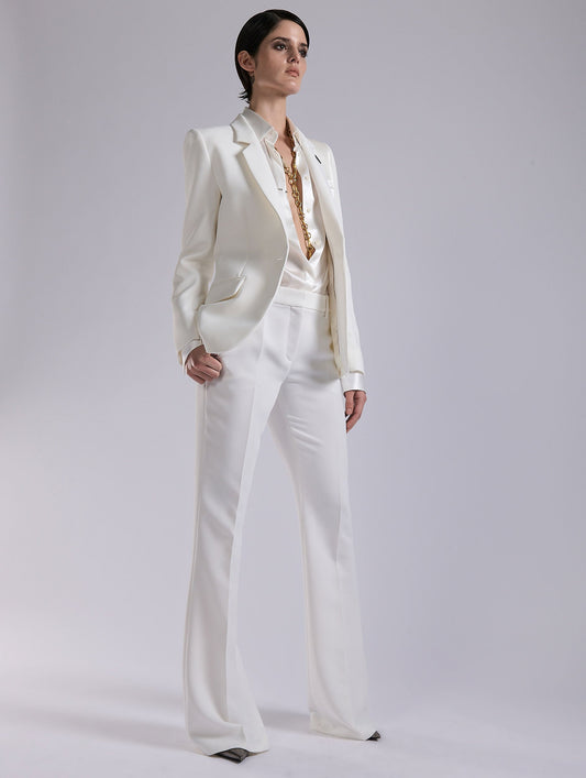 Ivory crepe bootleg trousers