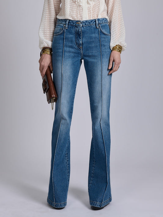 Blue denim bootcut jeans