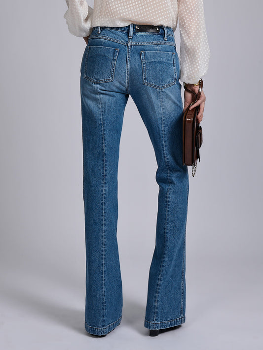 Blue denim bootcut jeans