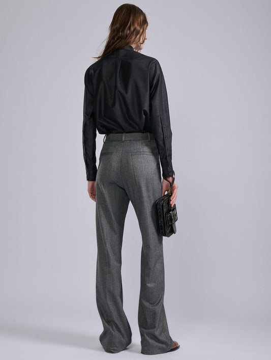 Grey wide-leg trousers with jacquard stripes