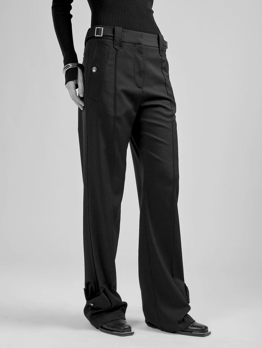 Black wool gabardine trousers