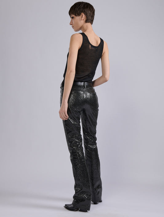 Black "granité" five-pocket trousers