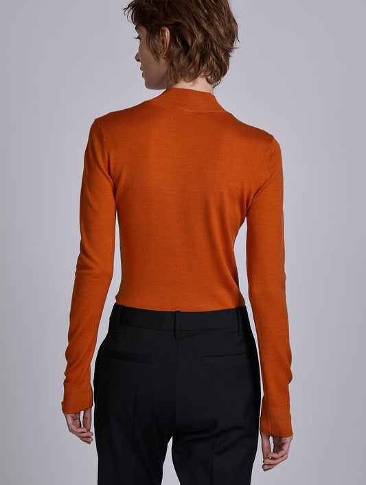 Orange merino wool high-neck sweater
