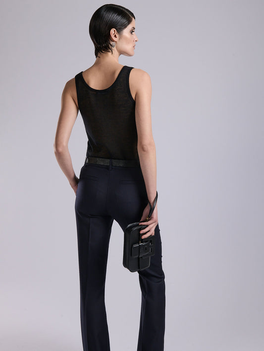 Black voile knit tank top
