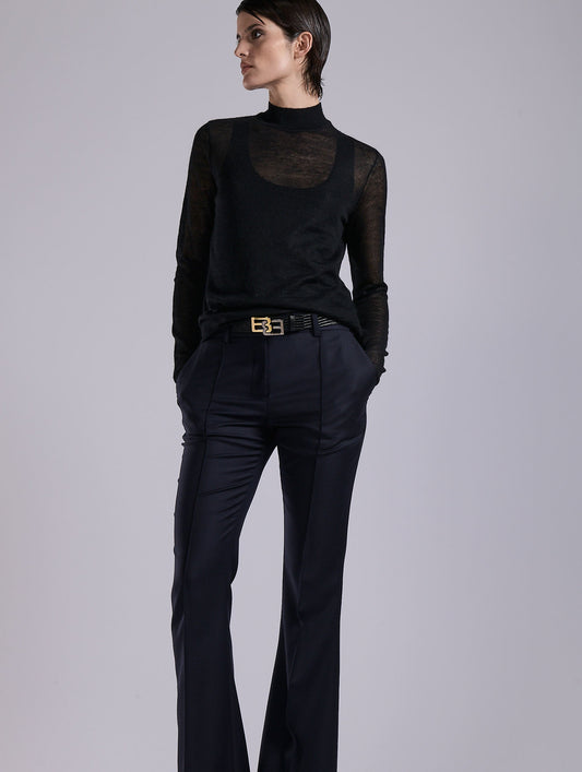 Black voile knit tank top