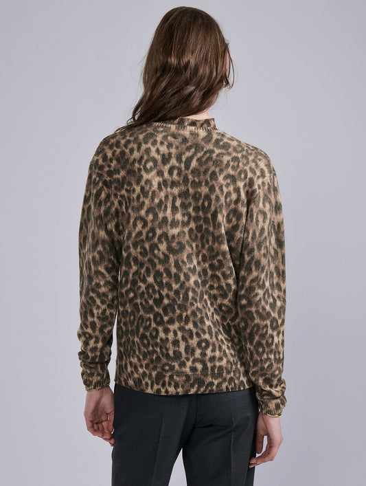 Leopard-print knit cardigan