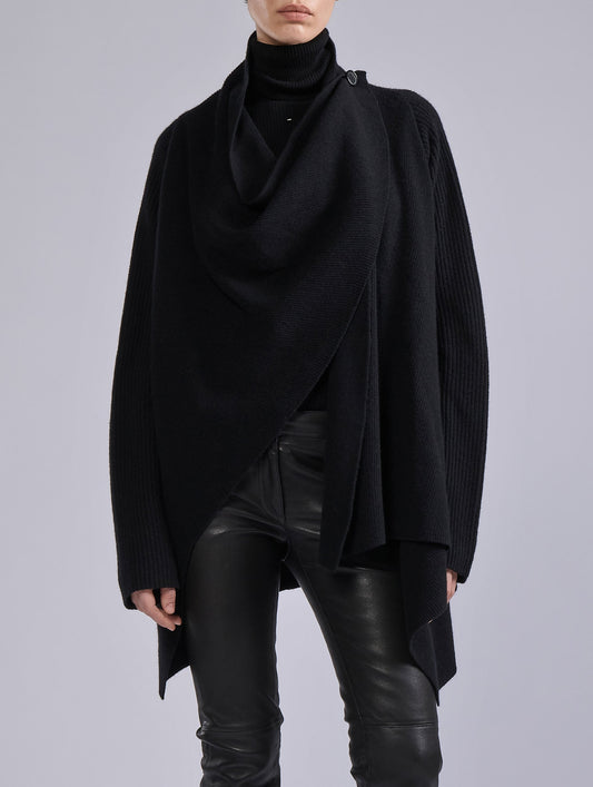 Black wool and cashmere cardigan