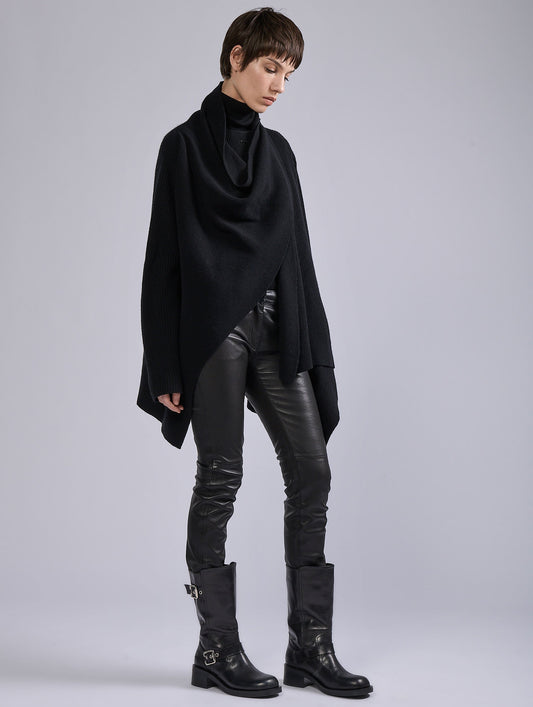 Black wool and cashmere cardigan