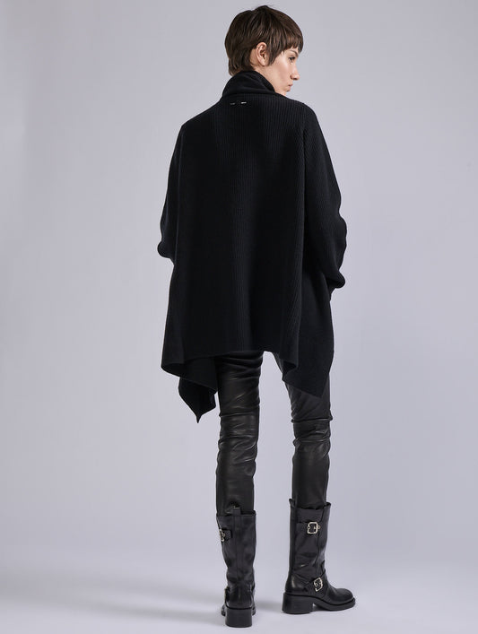 Black wool and cashmere cardigan
