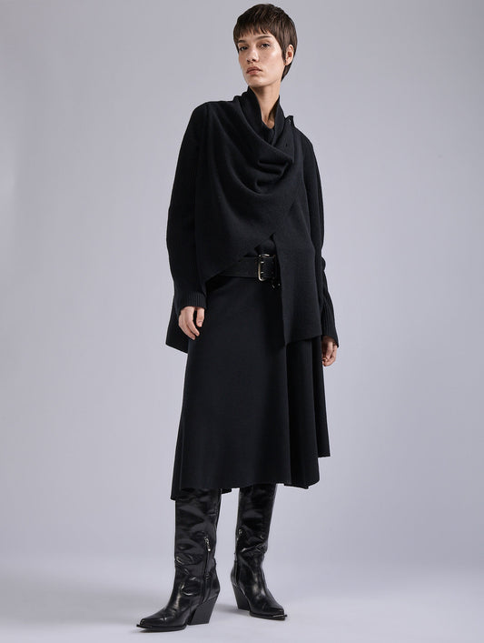 Black wool and cashmere cardigan
