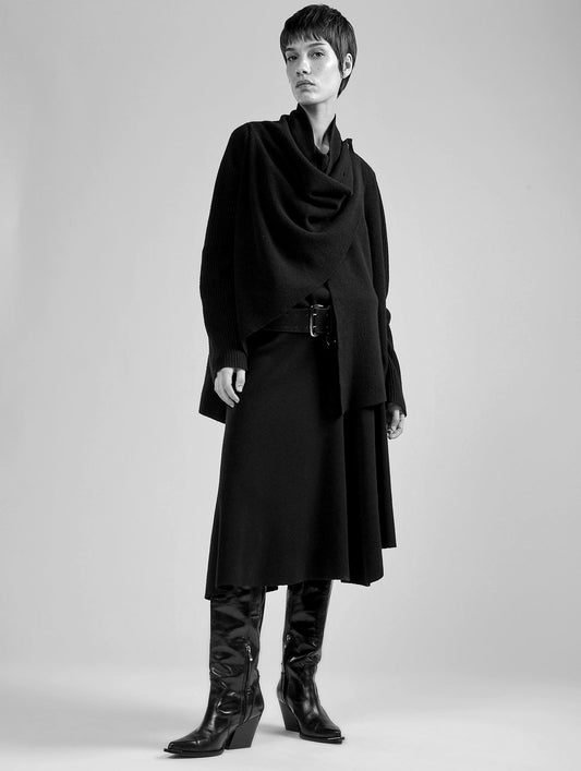 Black wool and cashmere cardigan