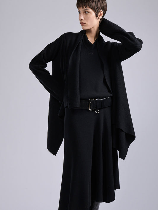 Black wool and cashmere cardigan