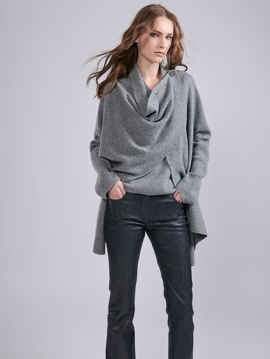Grey wool and cashmere cardigan
