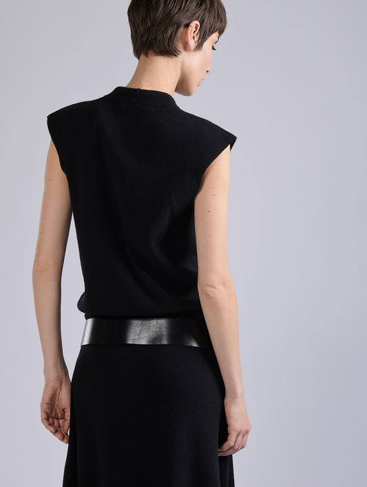 Black wool and cashmere sleeveless sweater