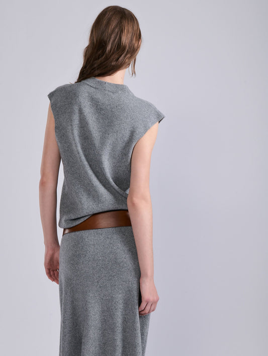Grey wool and cashmere sleeveless sweater