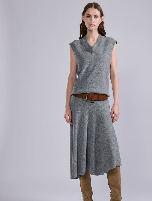 Grey wool and cashmere sleeveless sweater
