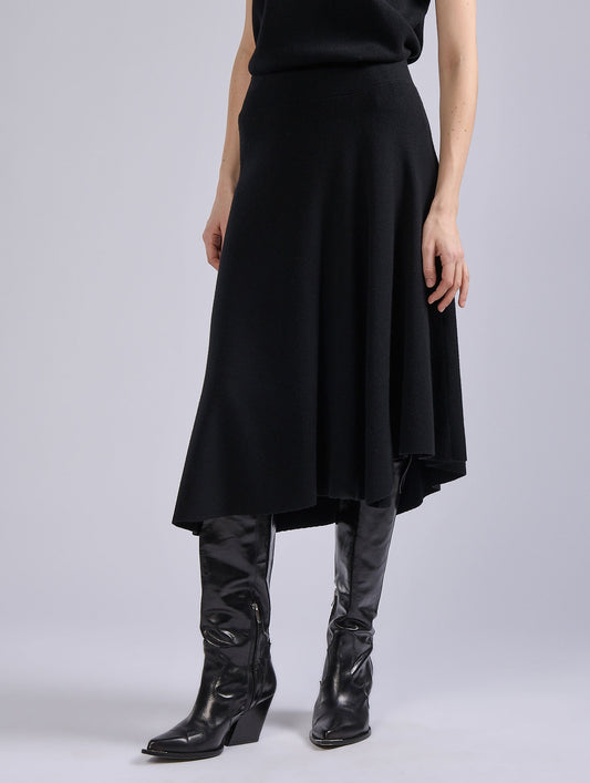 Black wool and cashmere skirt
