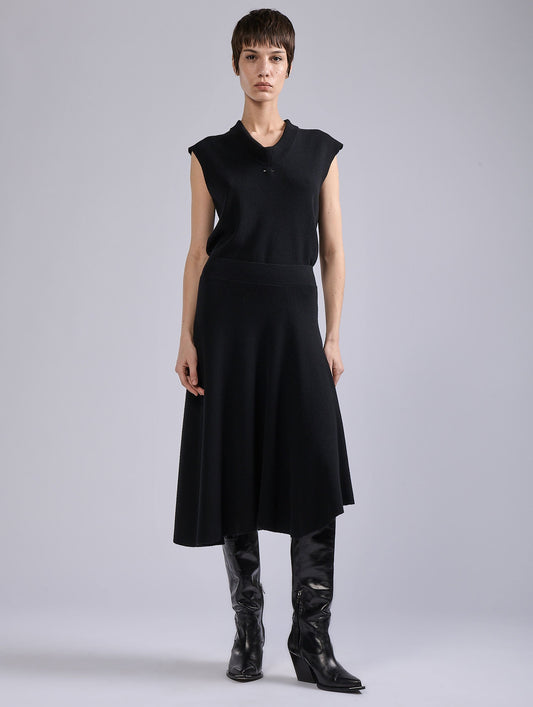 Black wool and cashmere skirt