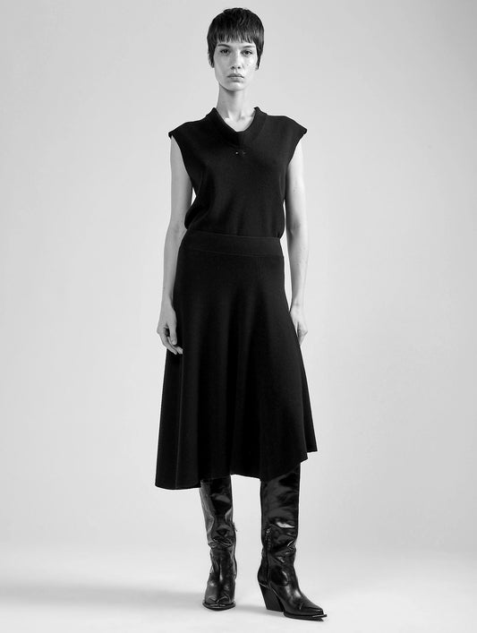 Black wool and cashmere skirt