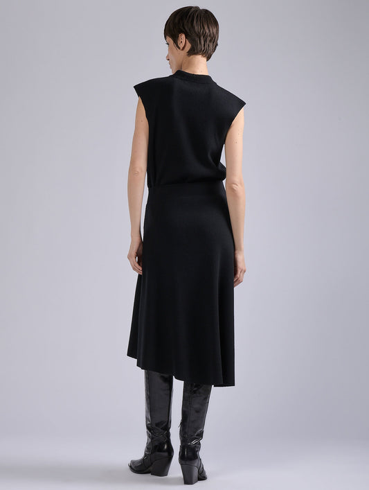 Black wool and cashmere skirt