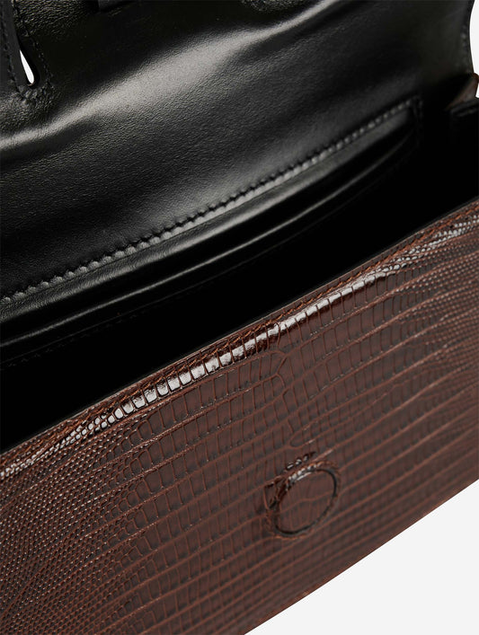 Small "Like Me" bag in brown lizard-embossed leather