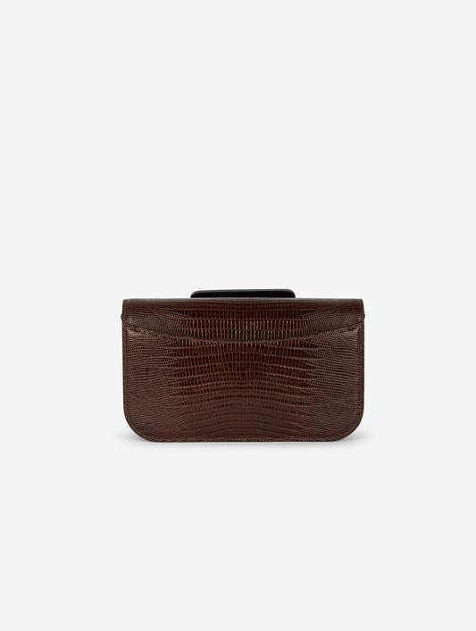 Small "Like Me" bag in brown lizard-embossed leather