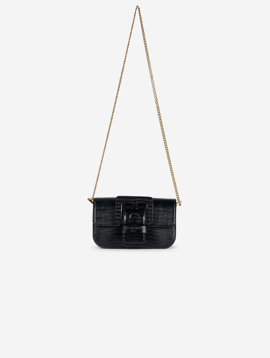 Small "Like Me" bag in navy lizard-embossed leather