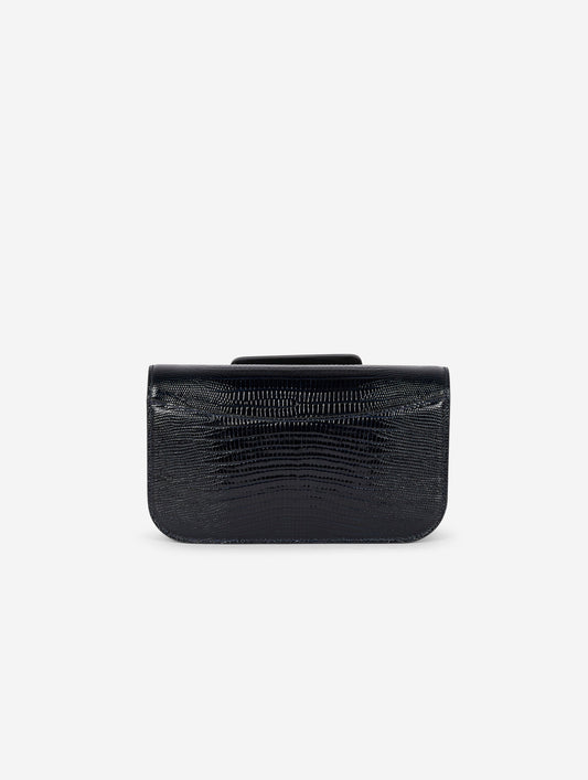 Small "Like Me" bag in navy lizard-embossed leather