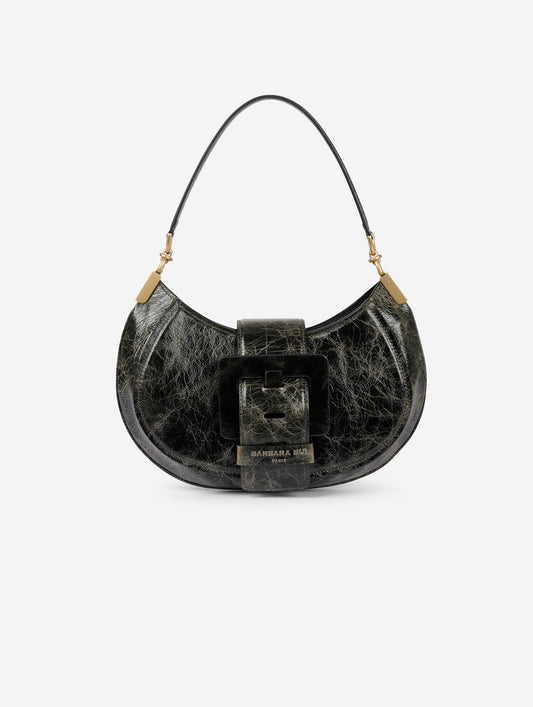 Grey patent leather "Kiss Me" bag